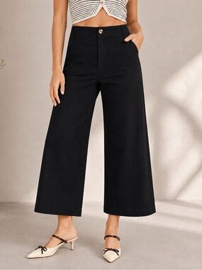 Maeve by Anthropologie The Colette High-Rise Wide-Leg Ankle Pants Black 28